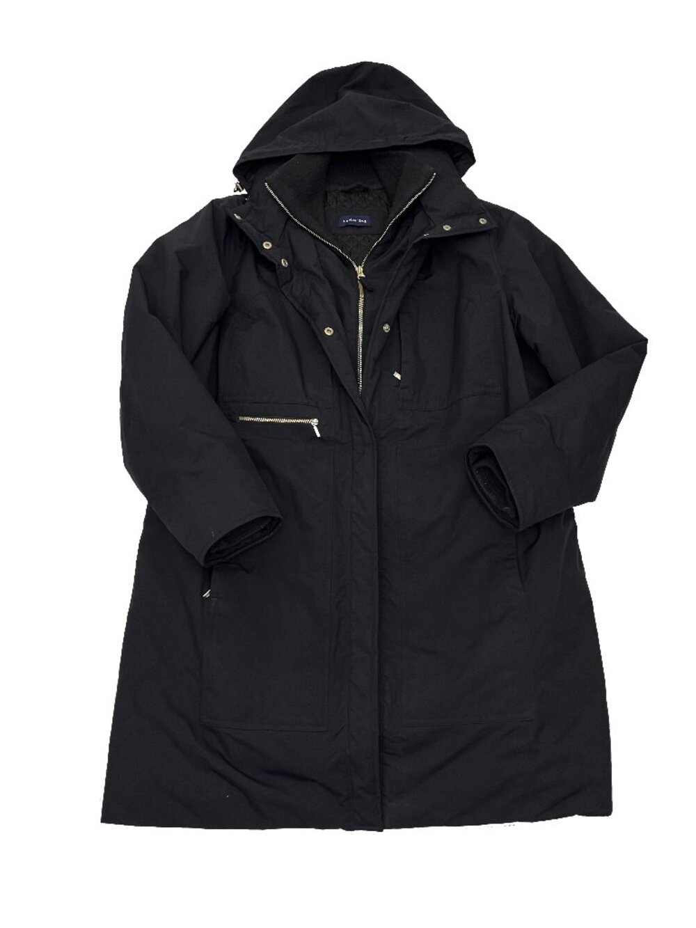 Lands End Black Long Parka Coat Womens L